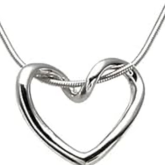 White Gold Plated Heart Necklace - Picture 2 of 12